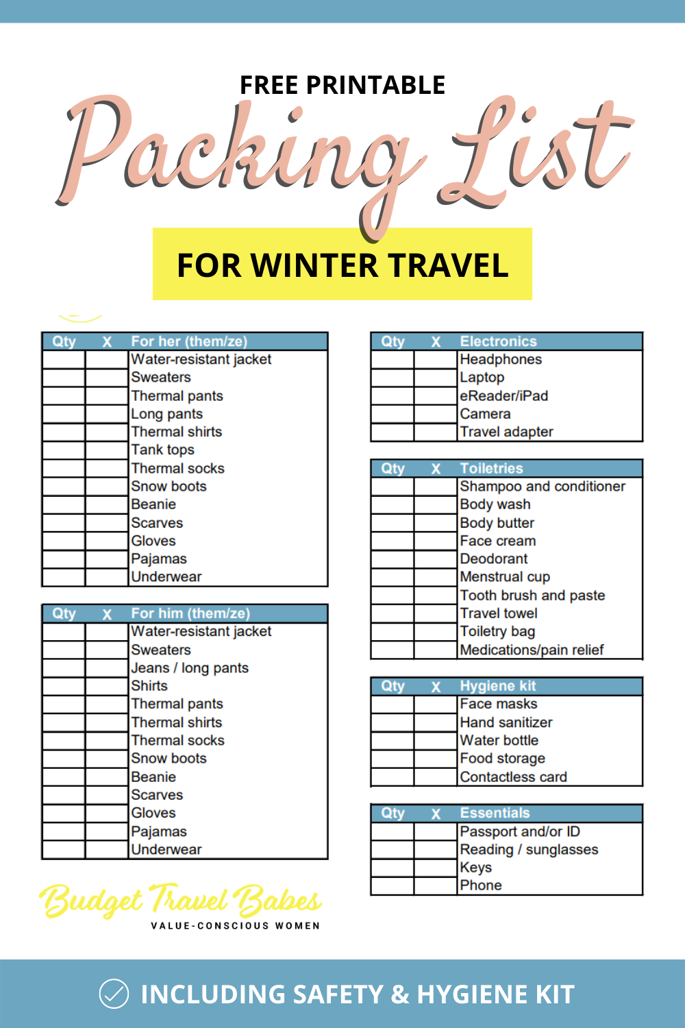 Sample of Printable Winter Travel Checklist Template Sample of Printable Winter Travel Checklist Template