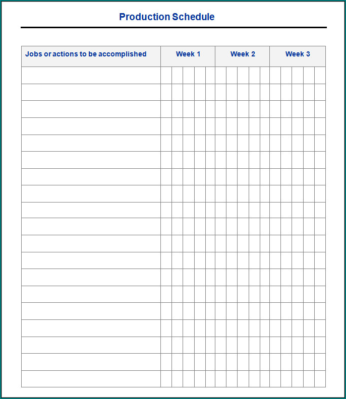 Sample of Production Schedule Template Excel