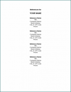 Sample of Professional References Template