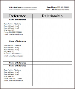 Sample of Reference List Template