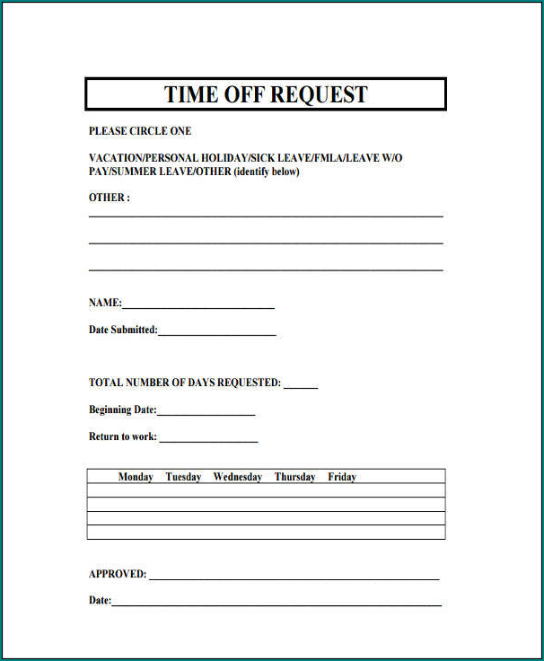 Sample of Requesting Time Off From Work