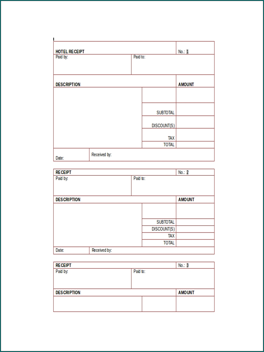 Sample of Reservation Receipt Template