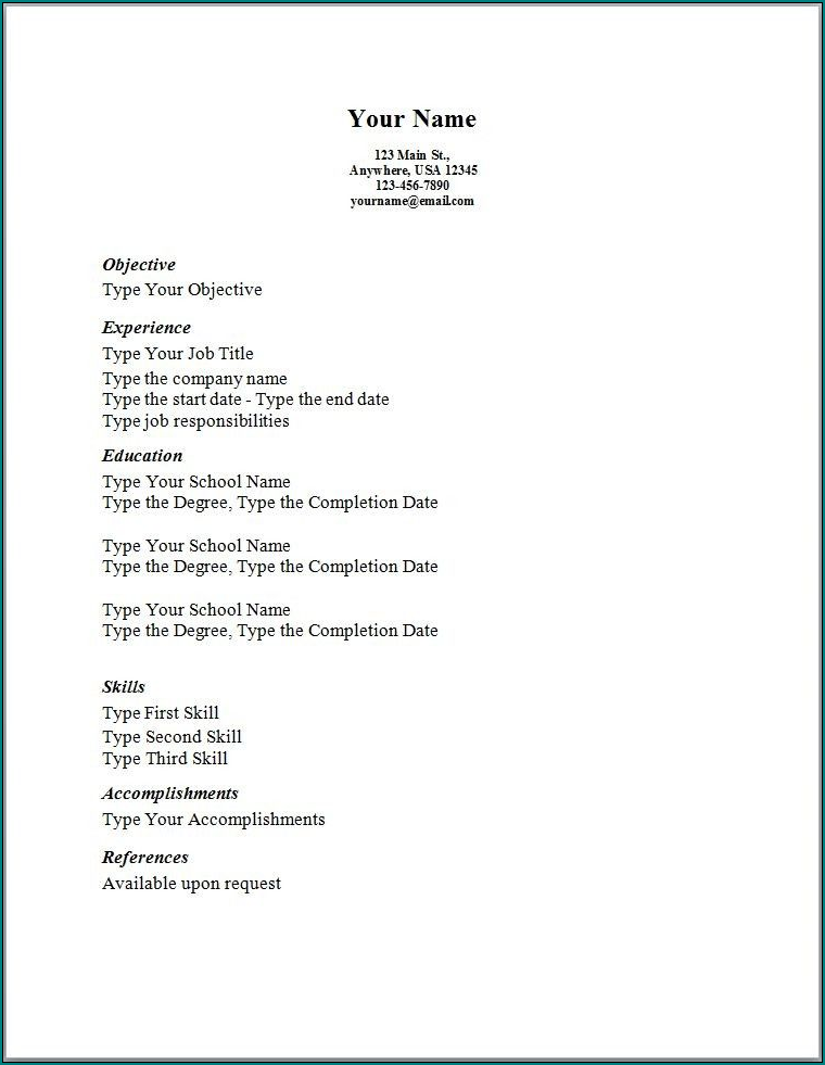 Sample of Resume Format Word