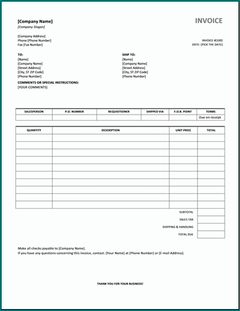 Sample of Sales Receipt Template