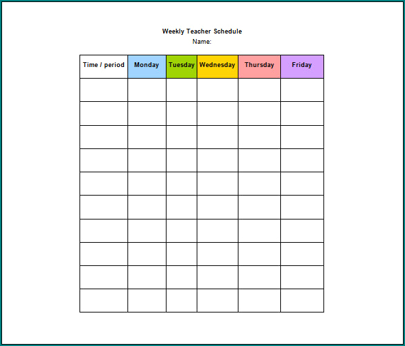 Sample of Schedule Template For Teachers