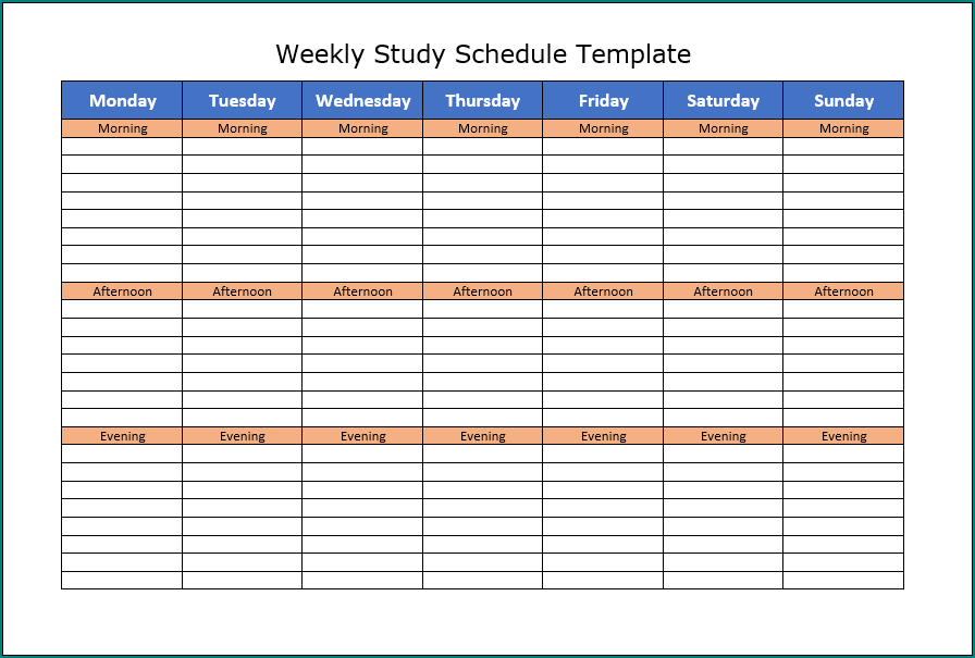 Sample of Schedule Template Word