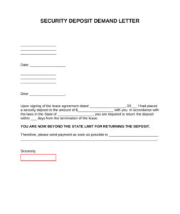 Sample of Security Deposit Demand Letter Template