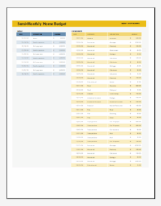 Sample of Semi monthly Home Budget Sheet Template