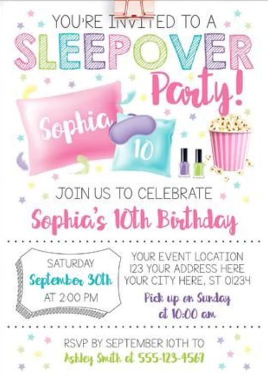 Sample of Slumber Party Invitation Template Sample of Slumber Party Invitation Template