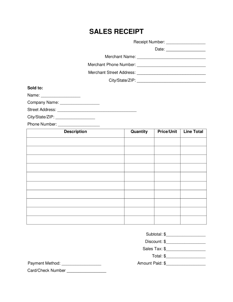 Sample of Small Business Sales Receipt Template Sample of Small Business Sales Receipt Template