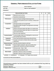 Sample of Staff Evaluation Form