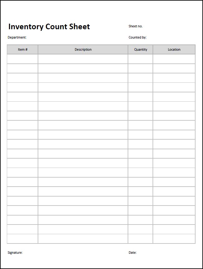 Sample of Stock Count Sheet Template Sample of Stock Count Sheet Template