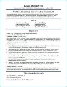 Sample of Teacher Resume Template