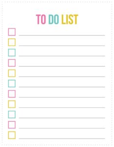 Sample of Things To Do List Template