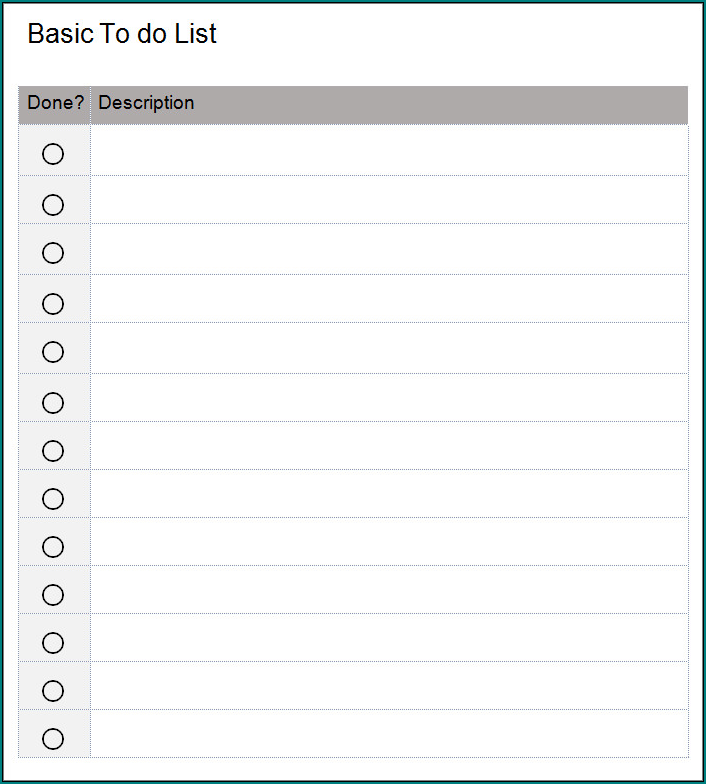 Sample of Things To Do List Template