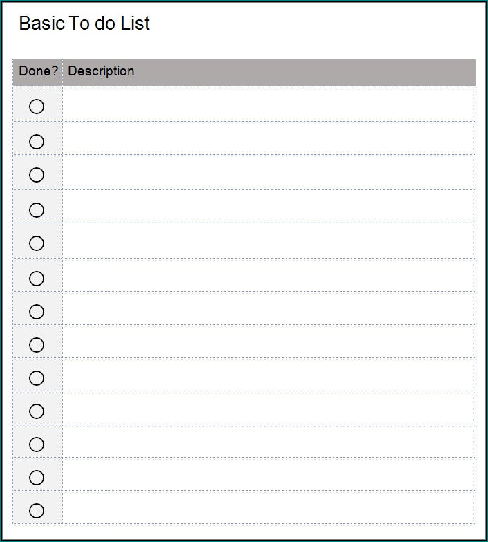 Sample of Things To Do Template