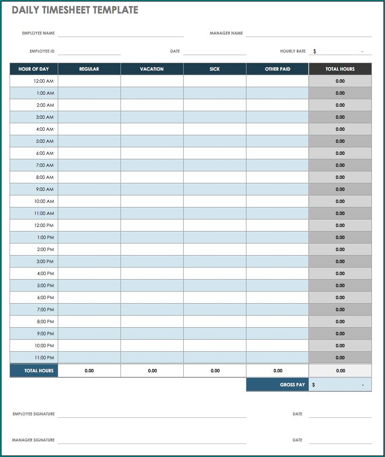 Sample of Timesheet Template Excel