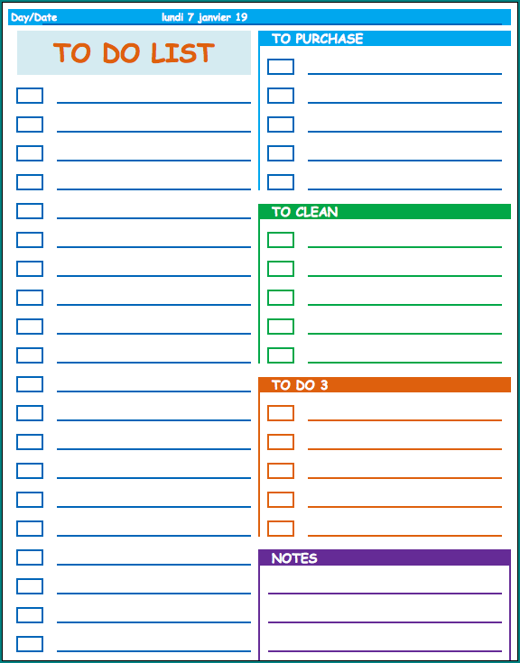 Sample of To Do List Template