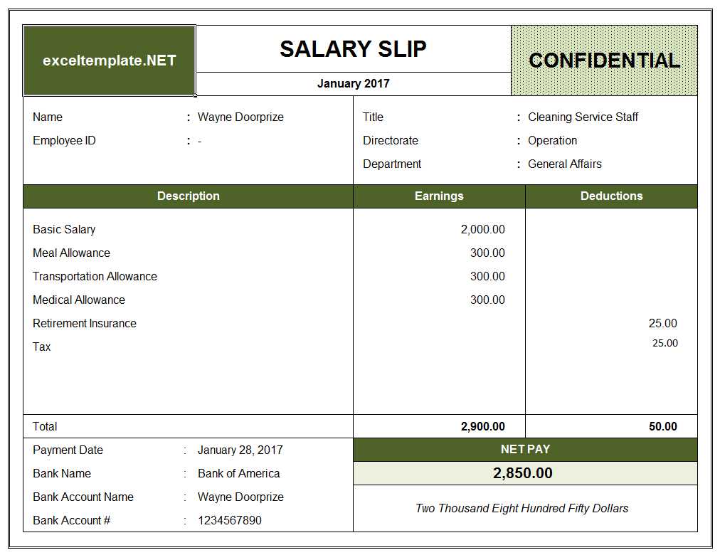 Sample of Visiting Employee Payslip Template Sample of Visiting Employee Payslip Template