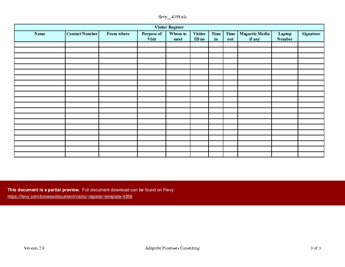 Sample of Visitor Register Book Template Sample of Visitor Register Book Template