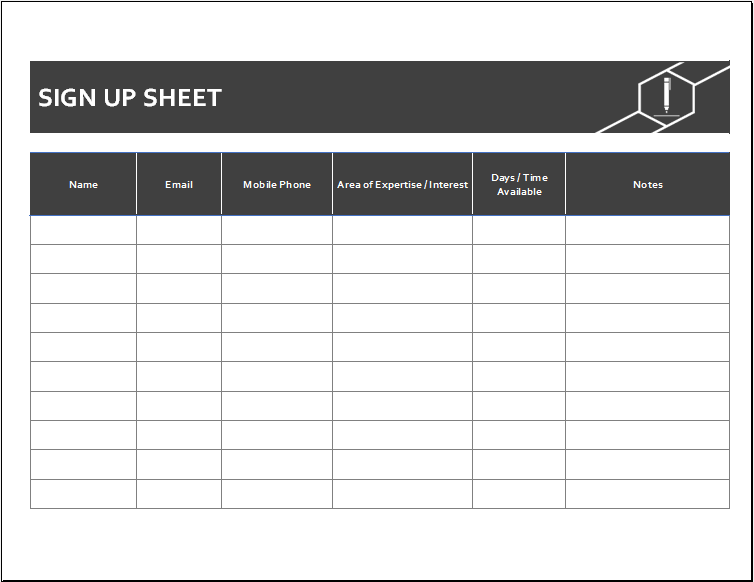 Sample of Volunteer Sign up Worksheet Template Sample of Volunteer Sign up Worksheet Template