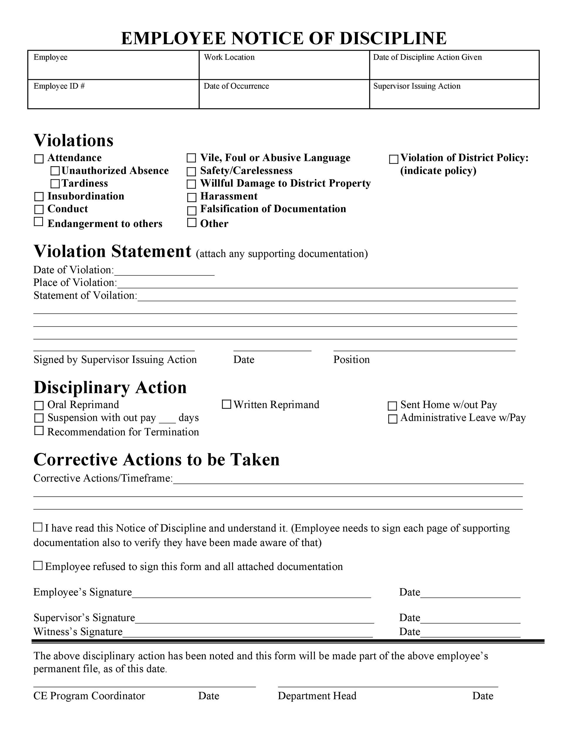 Sample of Warning Notices Template For Employees Sample of Warning Notices Template For Employees