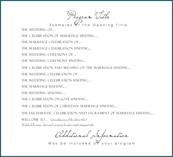 Sample of Wedding Ceremony Program Template