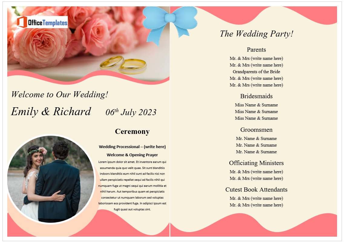 Sample of Wedding Party Brochure Template Sample of Wedding Party Brochure Template