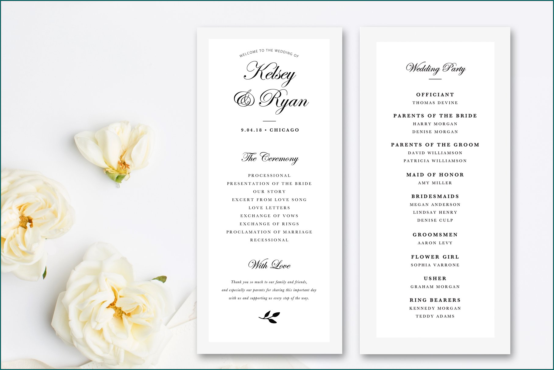 Sample of Wedding Program Fan Template