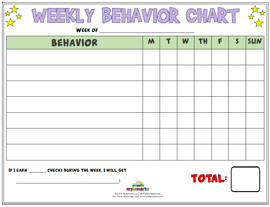 Sample of Weekly Behavior Chart Template Sample of Weekly Behavior Chart Template