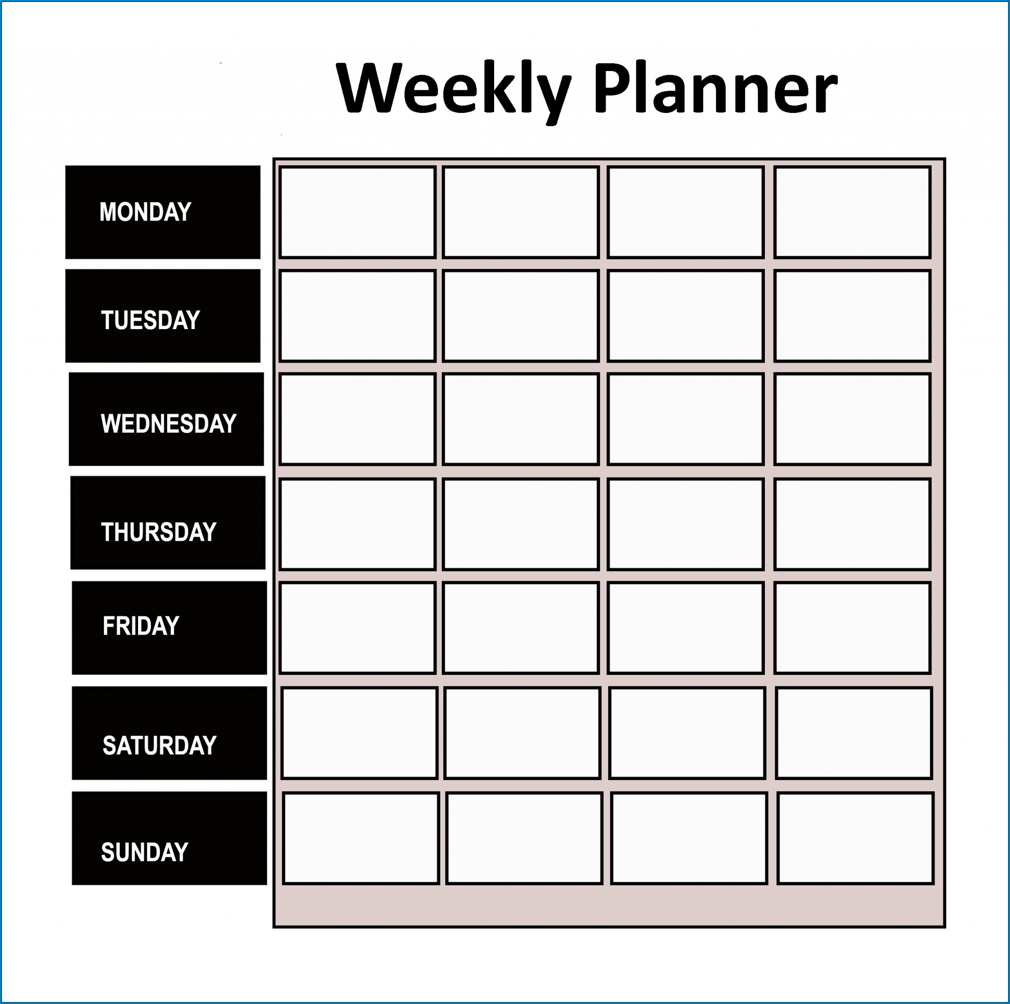 Sample of Weekly Planner Template Sample of Weekly Planner Template