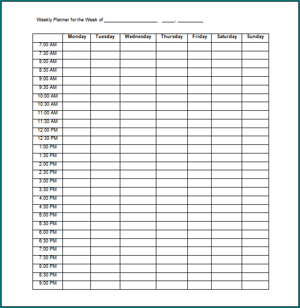 Sample of Weekly Schedule Template Word