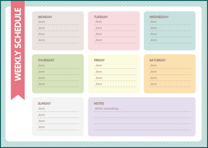 Sample of Weekly Schedule Template