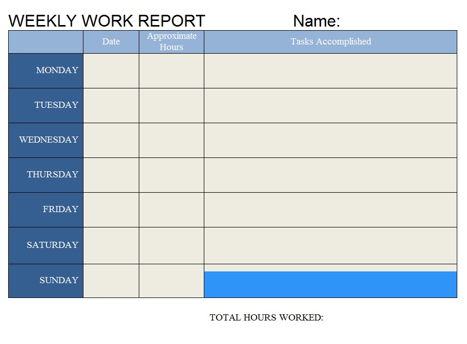 Sample of Weekly Telework Log Template Sample of Weekly Telework Log Template