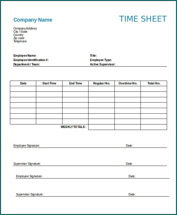 Sample of Weekly Timesheet Template