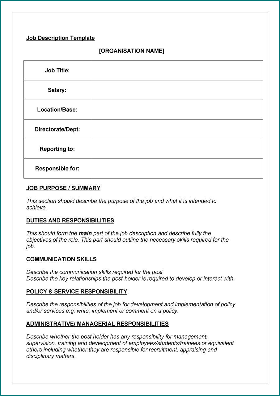 Sample of Work Description