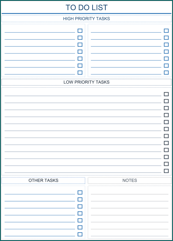 Sample of Work To Do List Template