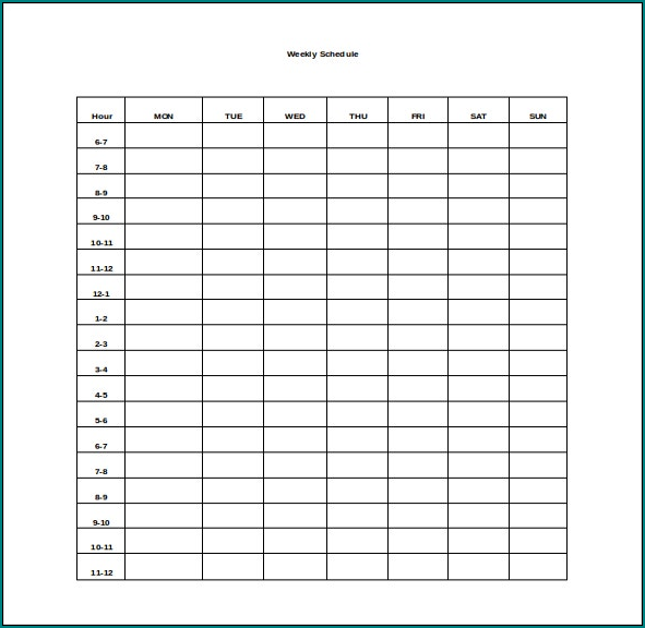 Schedule Template Word Example