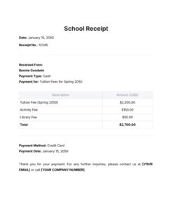 School Fee Book Format Template Example