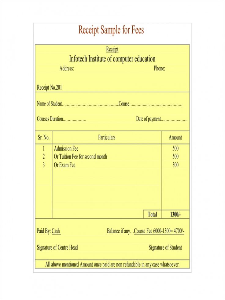School Fee Book Format Template School Fee Book Format Template