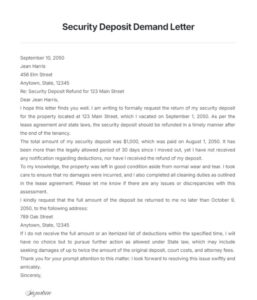 Security Deposit Demand Letter Template Example