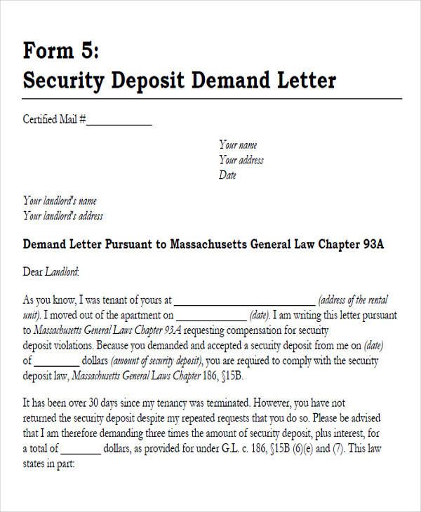 Security Deposit Demand Letter Template Security Deposit Demand Letter Template