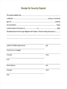 Security Deposit Receipt Template Sample