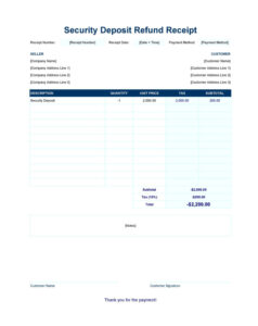 Security Deposit Refund Receipt Template