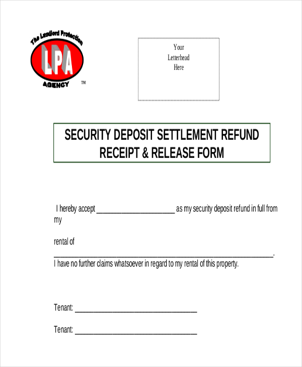Security Deposit Refund Receipt Template Example Security Deposit Refund Receipt Template Example