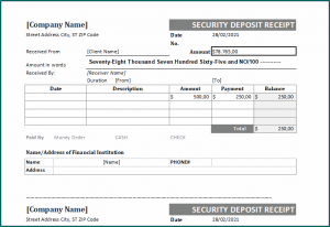 Security Receipt Template