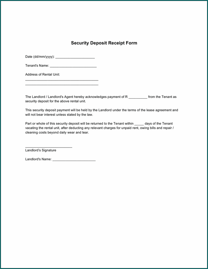 Security Receipt Template Example