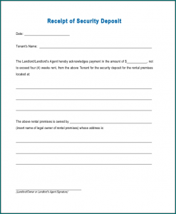 Security Receipt Template Sample