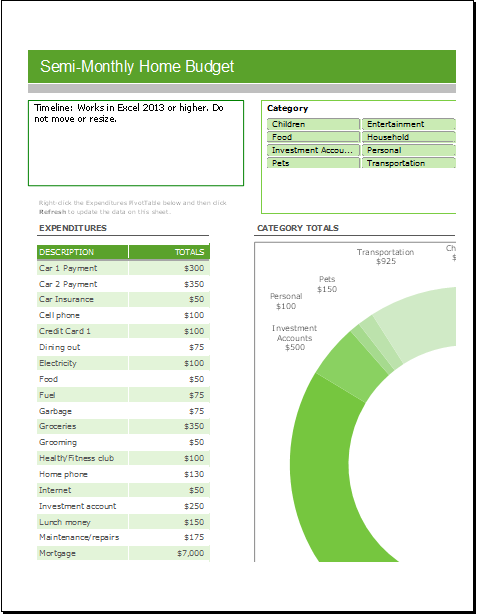 Semi monthly Home Budget Sheet Template Semi monthly Home Budget Sheet Template