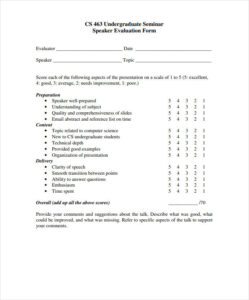 Seminar Speaker Evaluation Form